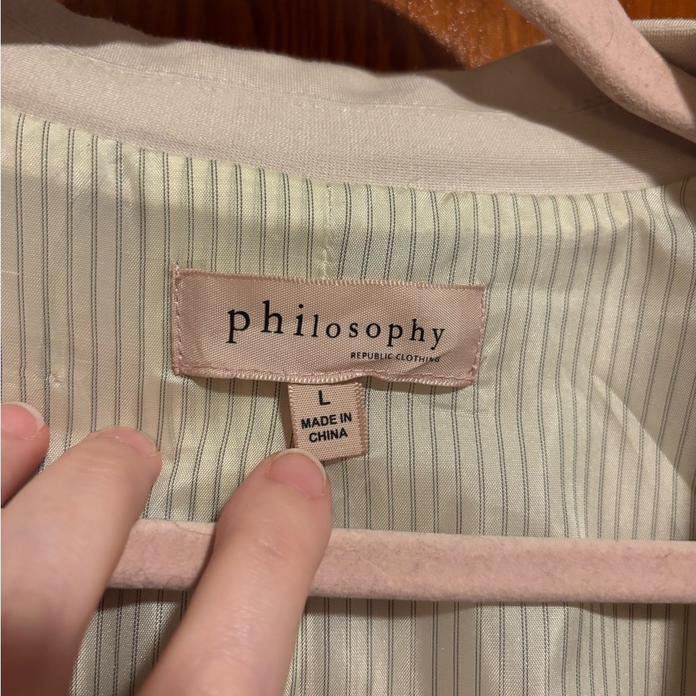 PHILOSOPHY Women’s Light Cream Blazer Size Large - Picture 6 of 8